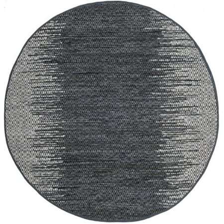 Flowers First 6 x 6 ft. Round Vintage Leather Hand Woven Rug, Light Grey & Charcoal FL1860231